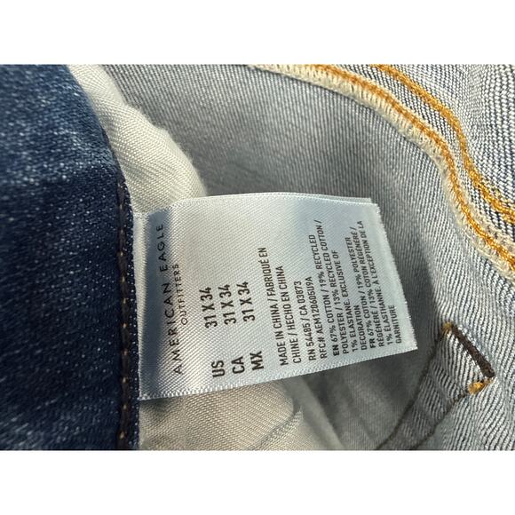 American Eagle Athletic Ripped Straight Blue Jeans Mens 31x34 NEW - Picture 5 of 5